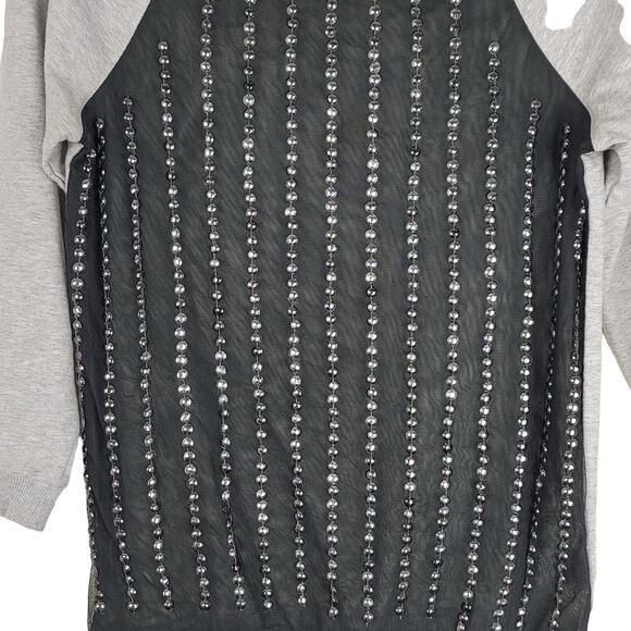 KUT from the Kloth 100% Cotton Mixed Media Sheer Front Studded Sweater, Small - Picture 3 of 7